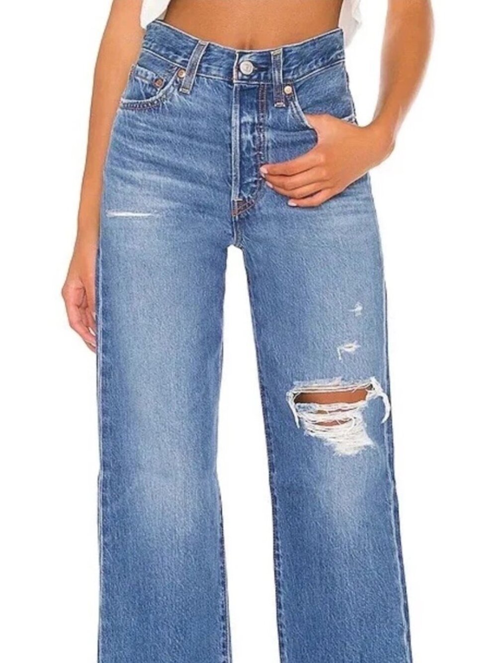 LEVI'S Premium Women Ribcage Straight Ankle, Medium wash Jeans